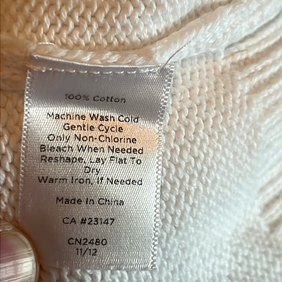 Talbots Nautical White 3/4 Length Sleeve Sweater Size M - Picture 5 of 5
